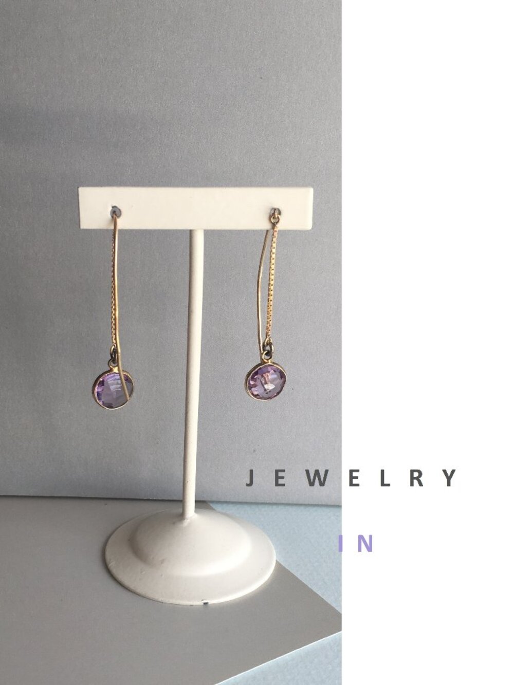 New long hangle crystal 14K gold over sterling silver earring
